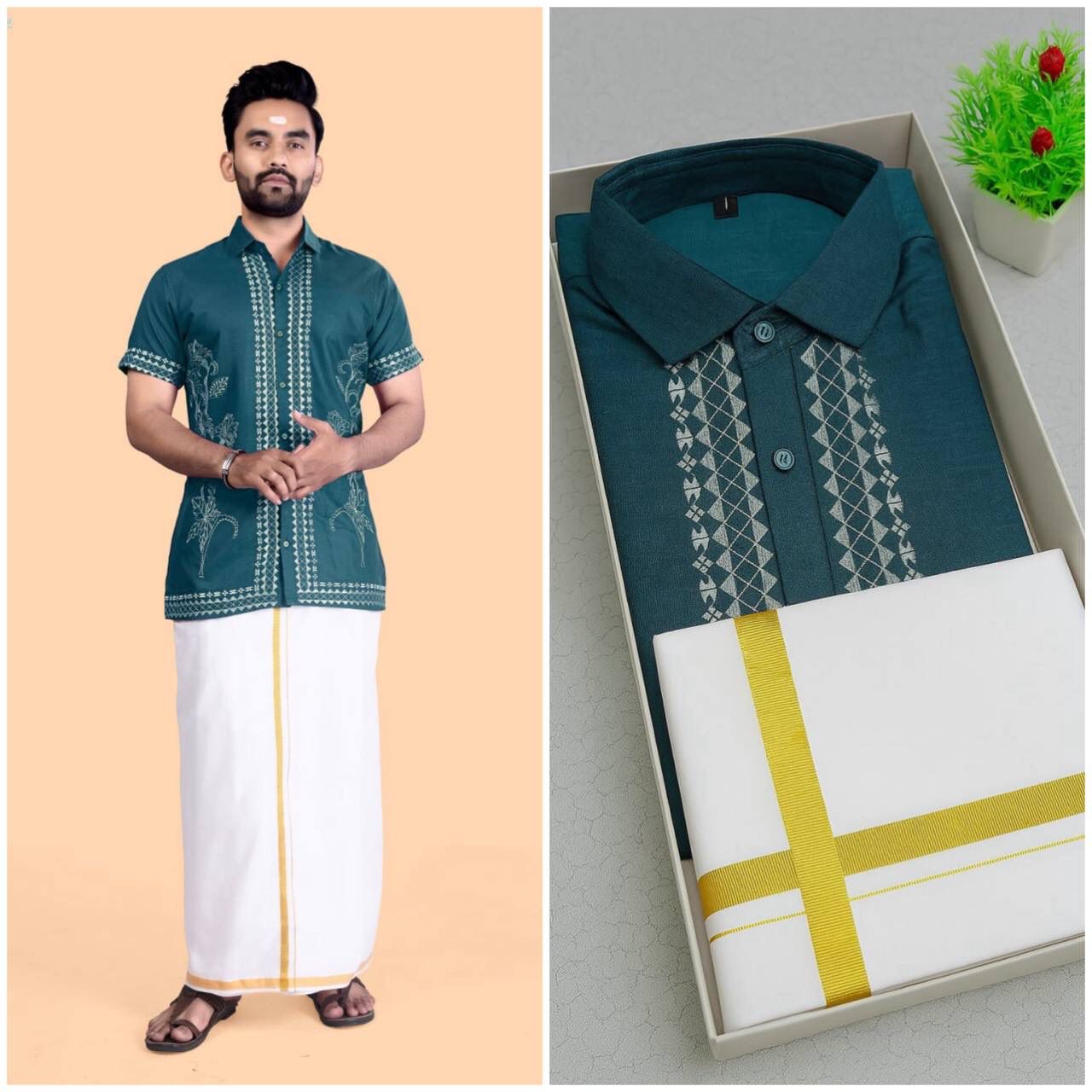 NEW LUNCHING PARTY WEAR MEN’S SHIRT With Dhoti