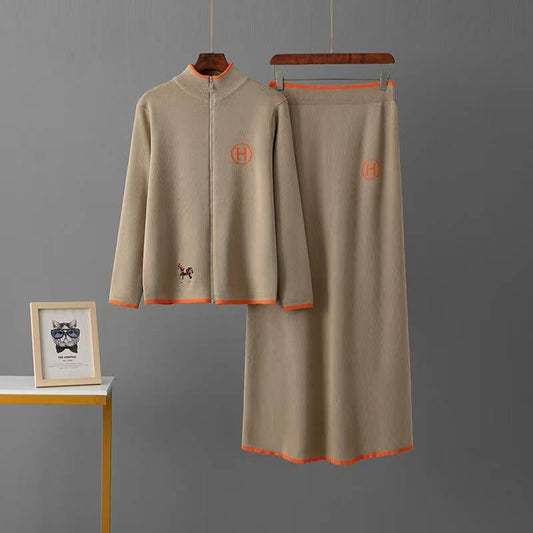 📌Celebrities Hermes Zipper Skirt Set
